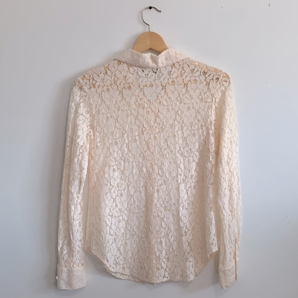 Vintage Women’s Elegant Cream Lace button down Shirts size M - Picture 3 of 4